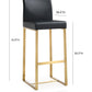 Denmark Black Performance Vegan Leather and Gold Steel Barstool - Set of 2