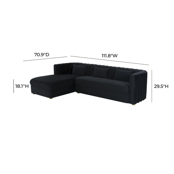 Callie Black Velvet Sectional - LAF