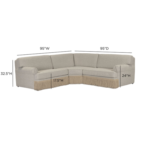 Yvette 3-Piece Warm Grey Performance Boucle L-Sectional