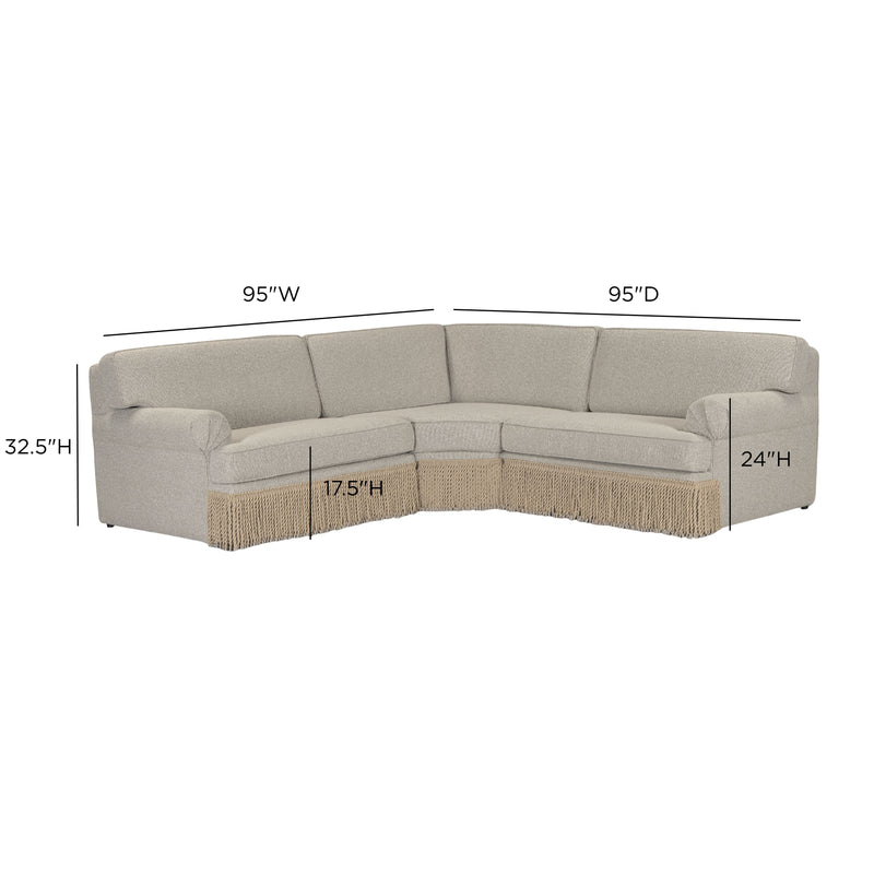 Yvette 3-Piece Warm Grey Performance Boucle L-Sectional