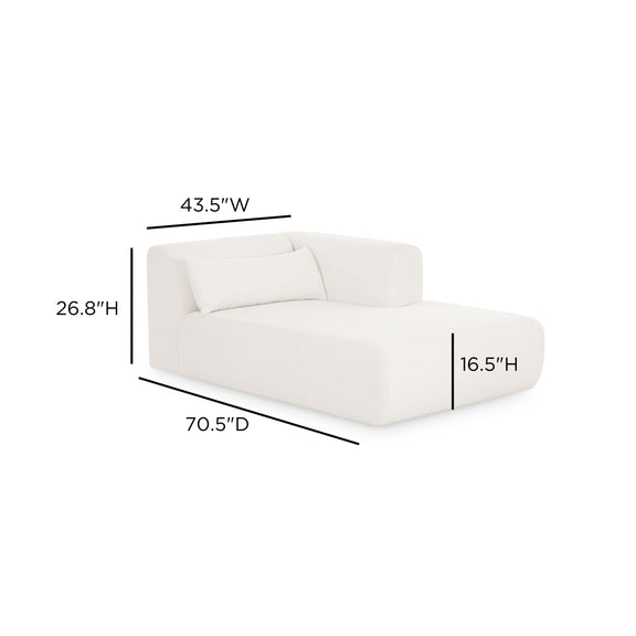 Tarra Cream Performance Chenille Modular Chaise - RAF