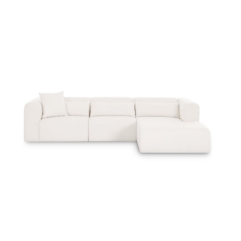 Tarra 3-Piece Cream Performance Chenille Modular Sectional - RAF