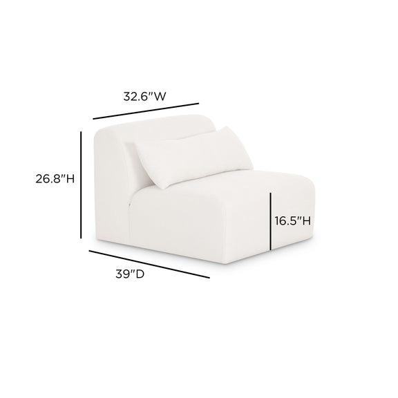 Tarra Cream Performance Chenille Modular Armless Chair