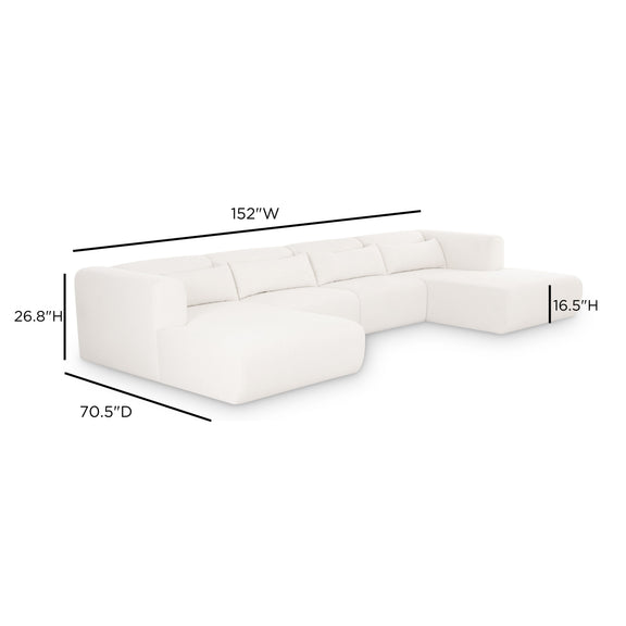 Tarra 4-Piece Cream Performance Chenille Modular U-Sectional