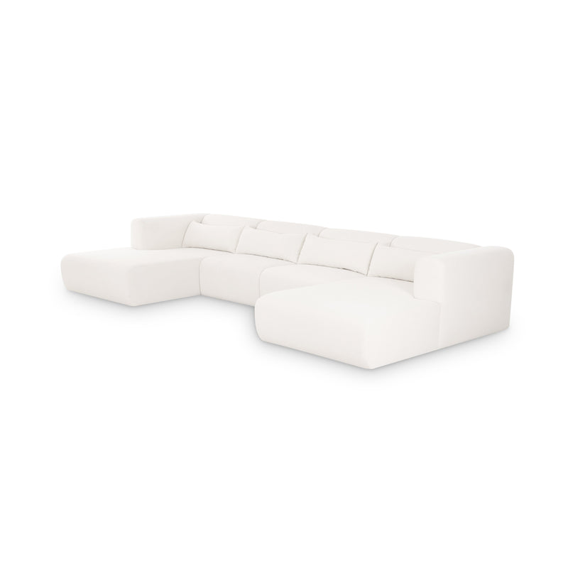 Tarra 4-Piece Cream Performance Chenille Modular U-Sectional