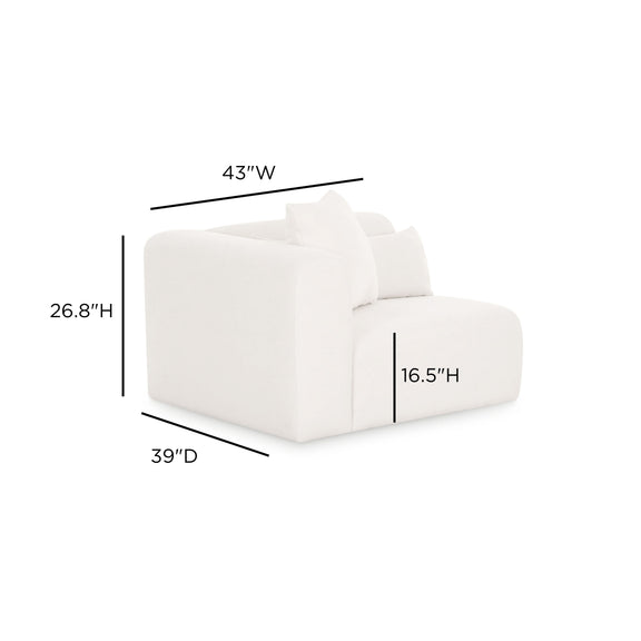 Tarra Cream Performance Chenille Modular Corner Chair - LAF