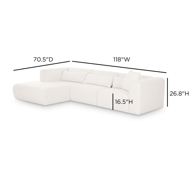 Tarra 3-Piece Cream Performance Chenille Modular Sectional - LAF