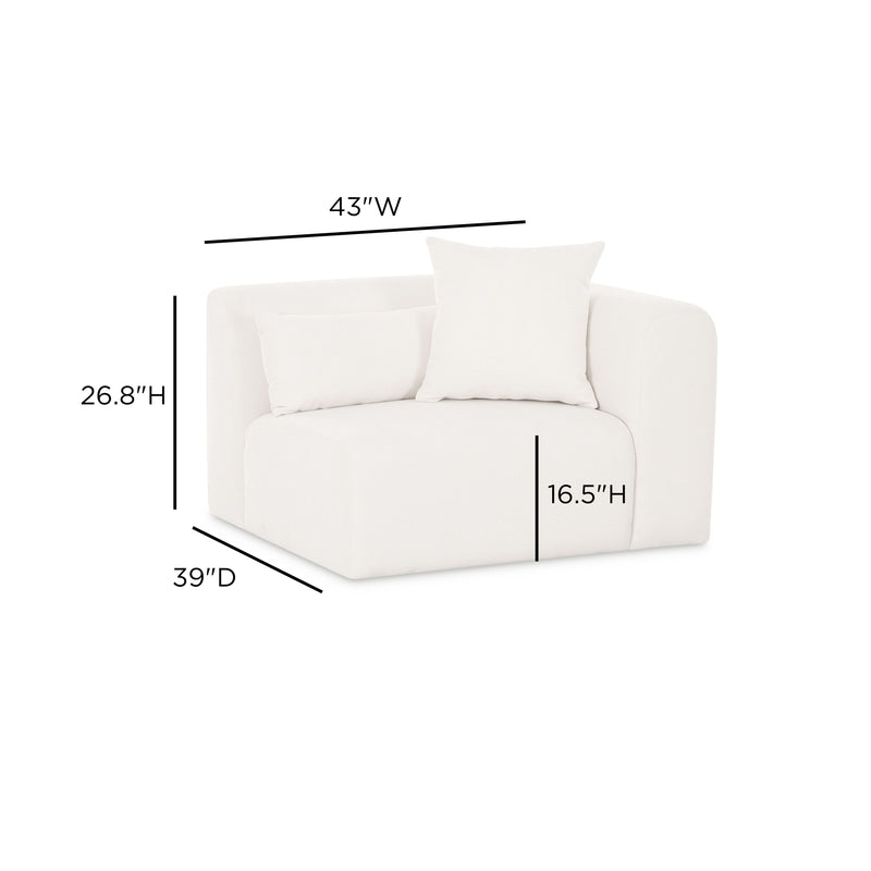 Tarra Cream Performance Chenille Modular Corner Chair - RAF