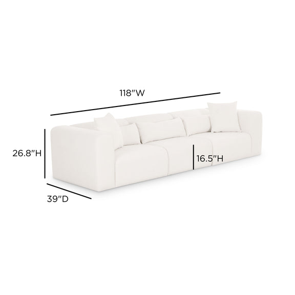Tarra 118" Cream Performance Chenille Modular Sofa