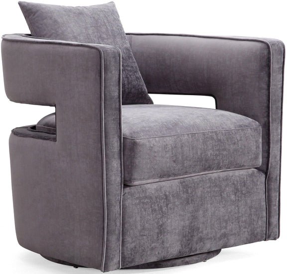 Kennedy Performance Velvet Swivel Accent Chair - Grey