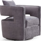 Kennedy Performance Velvet Swivel Accent Chair - Grey