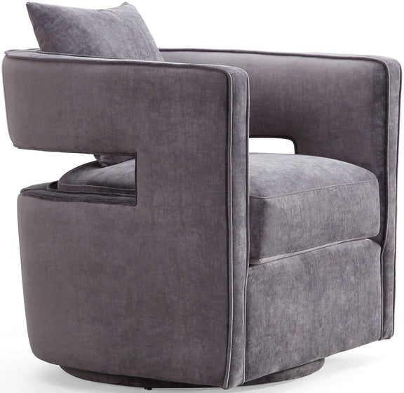 Kennedy Performance Velvet Swivel Accent Chair - Grey