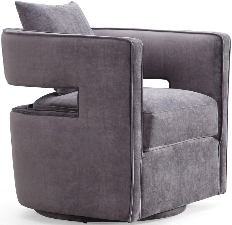 Kennedy Performance Velvet Swivel Accent Chair - Grey