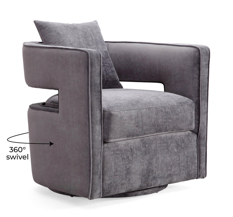 Kennedy Performance Velvet Swivel Accent Chair - Grey
