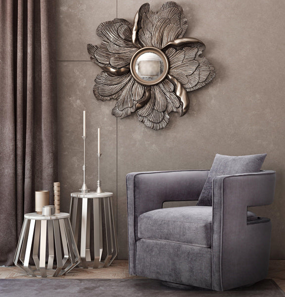 Kennedy Performance Velvet Swivel Accent Chair - Grey