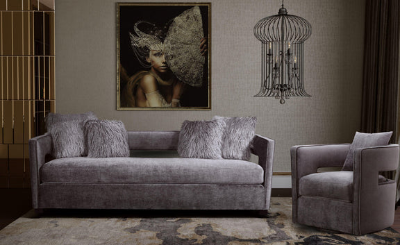 Kennedy Performance Velvet Swivel Accent Chair - Grey