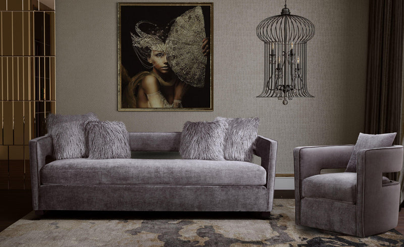 Kennedy Performance Velvet Swivel Accent Chair - Grey