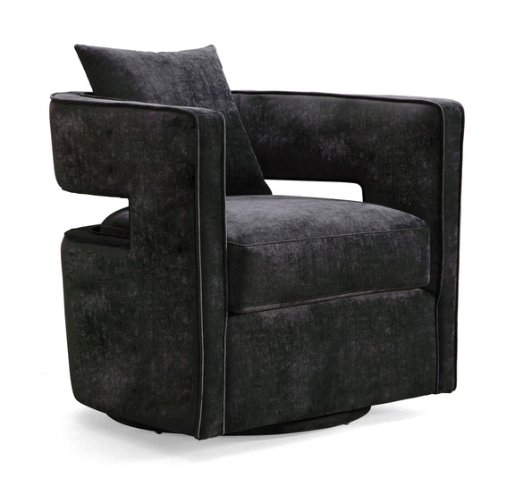 Kennedy Black Textured Velvet Swivel Chair