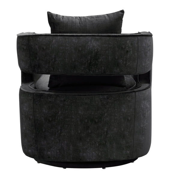 Kennedy Black Textured Velvet Swivel Chair
