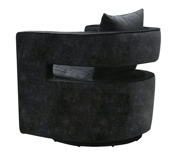 Kennedy Black Textured Velvet Swivel Chair