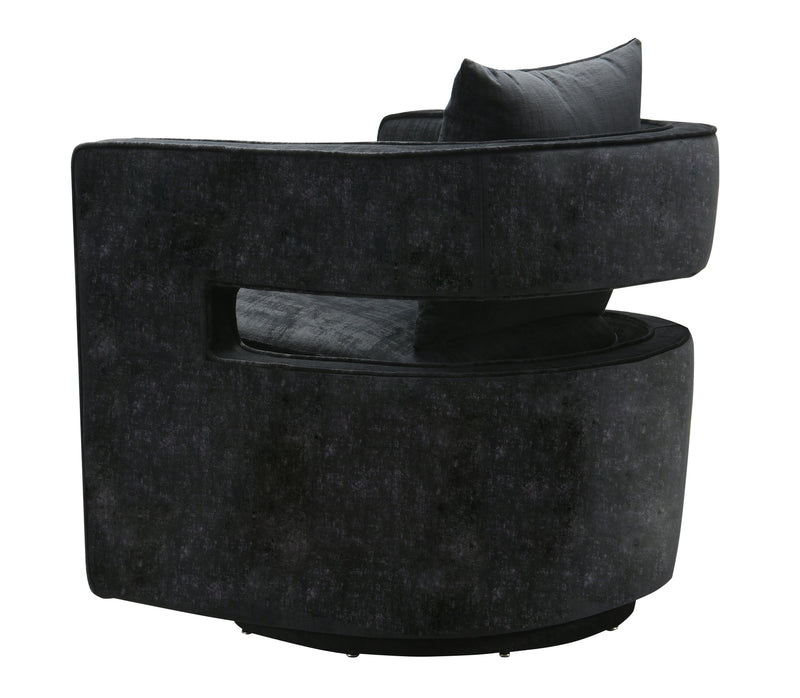 Kennedy Black Textured Velvet Swivel Chair