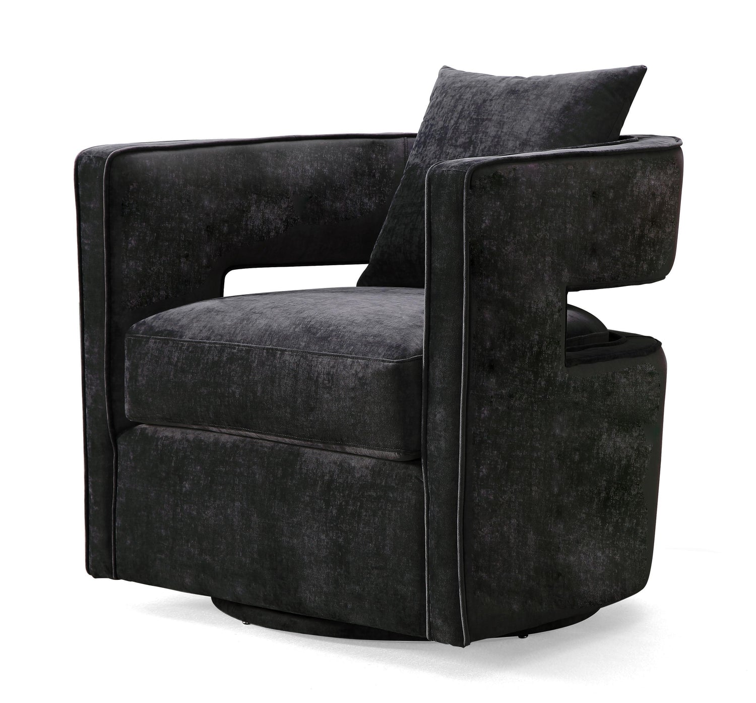 Kennedy Black Textured Velvet Swivel Chair