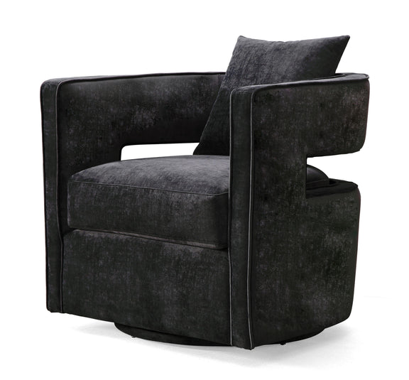 Kennedy Black Textured Velvet Swivel Chair