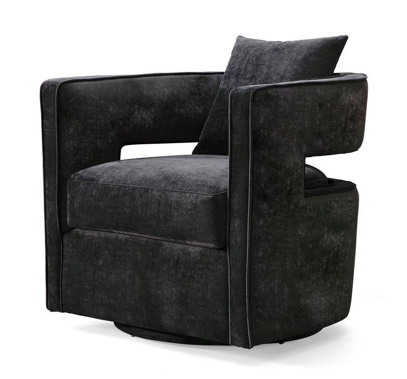 Kennedy Black Textured Velvet Swivel Chair