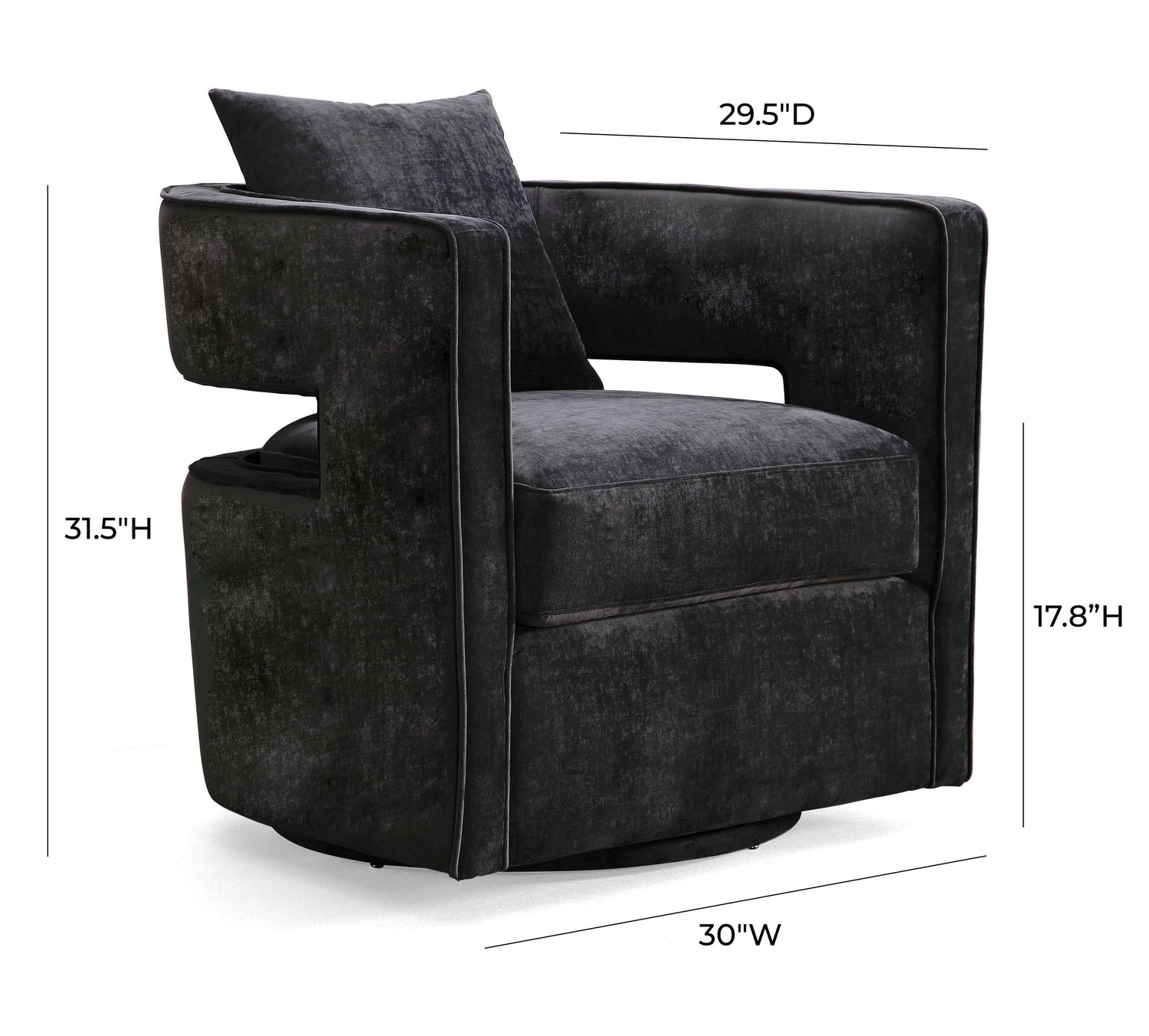 Kennedy Black Textured Velvet Swivel Chair