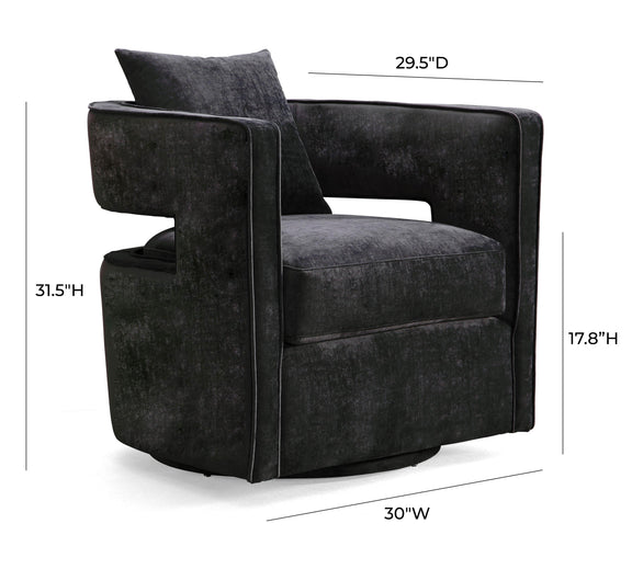 Kennedy Black Textured Velvet Swivel Chair