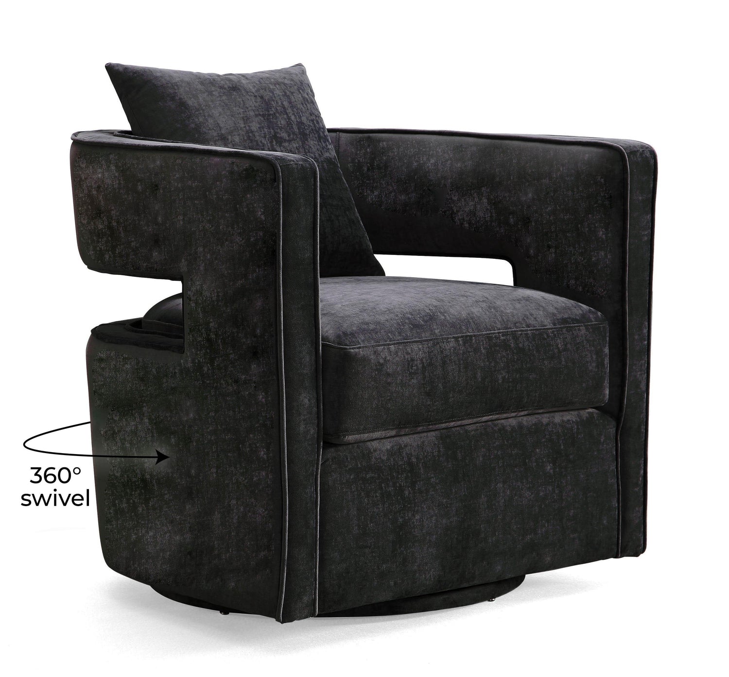 Kennedy Black Textured Velvet Swivel Chair