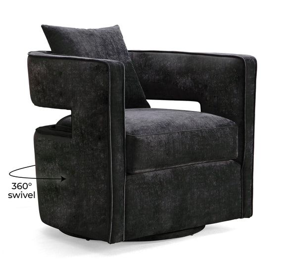 Kennedy Black Textured Velvet Swivel Chair