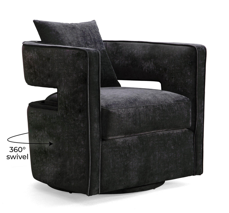 Kennedy Black Textured Velvet Swivel Chair
