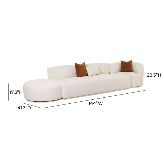 Fickle Cream Boucle 3-Piece Chaise Modular Sofa