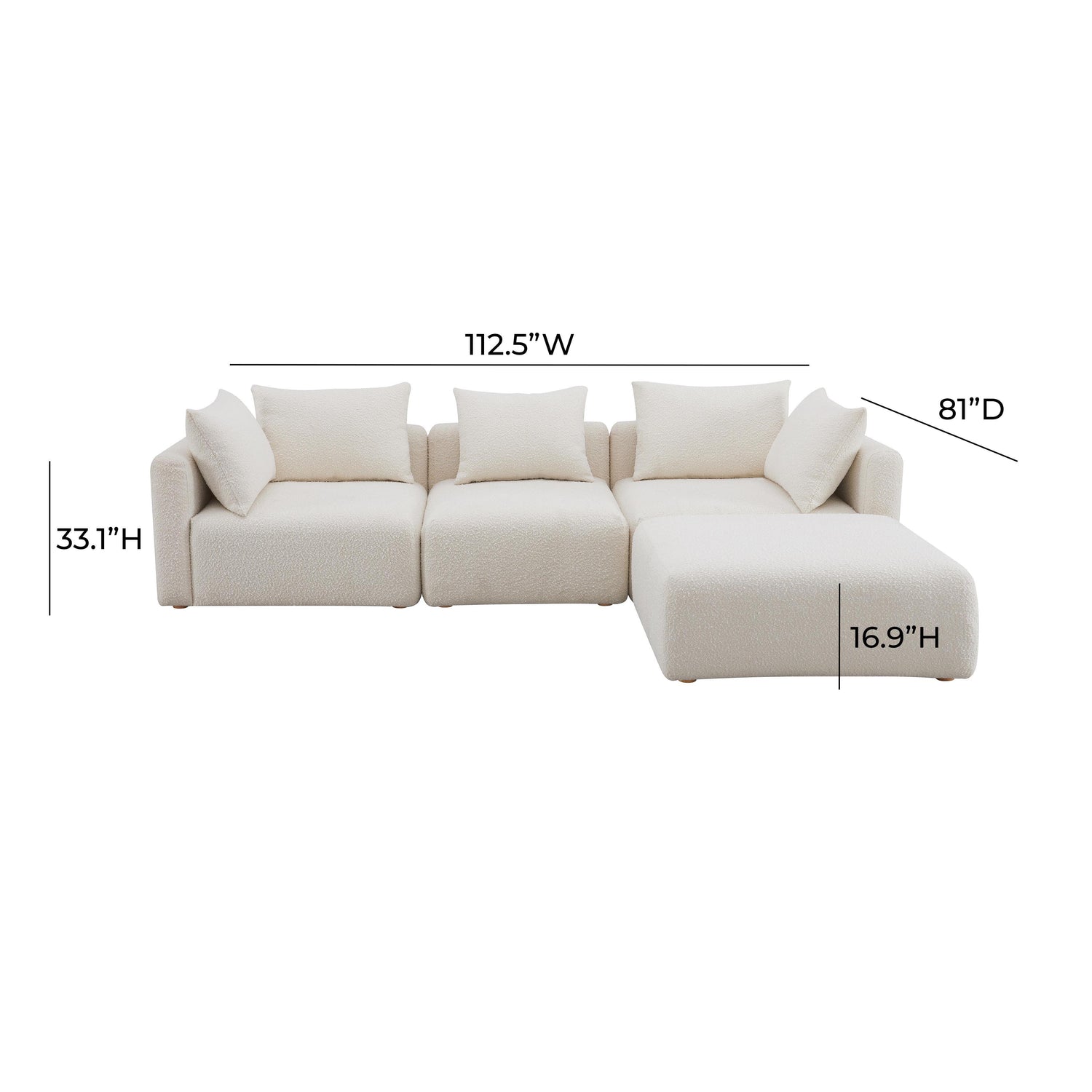 Hangover Cream Boucle 4-Piece Modular Sectional