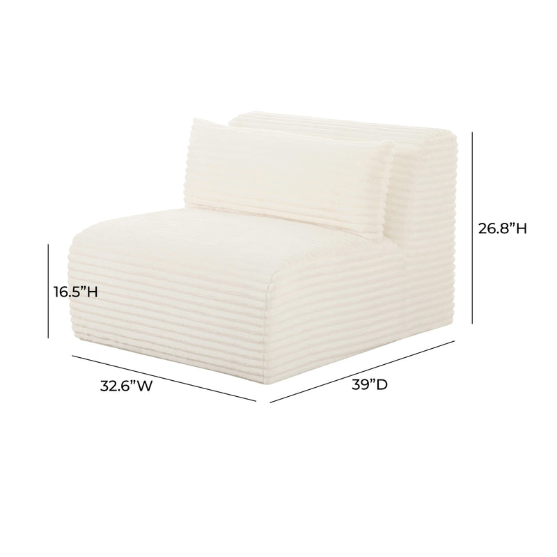 Tarra Fluffy Oversized Cream Corduroy Modular Armless Chair