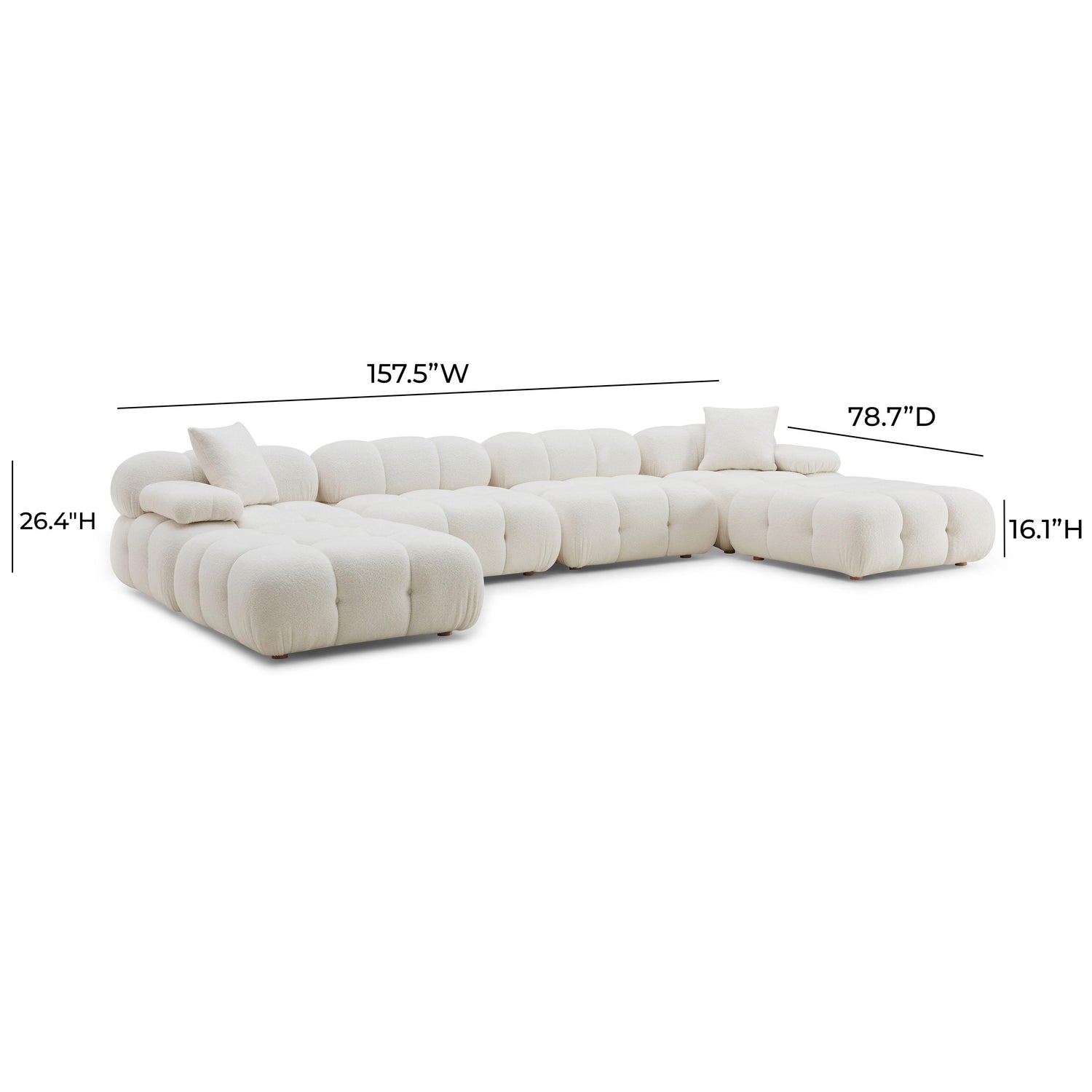 Calliope Cream Vegan Shearling 6-piece Modular U-Sectional