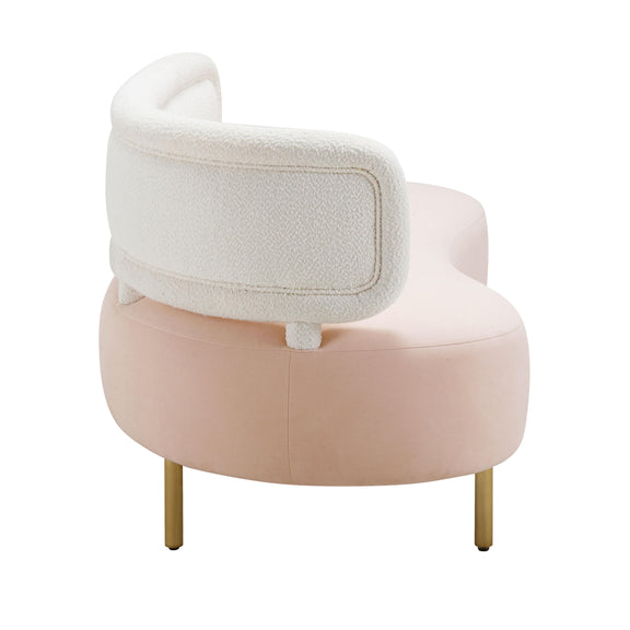 Tischa Cream Boucle & Blush Velvet Sofa