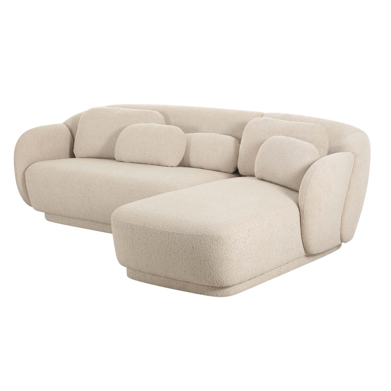 Misty 2-Piece Cream Performance Boucle L-Shaped Sectional - RAF