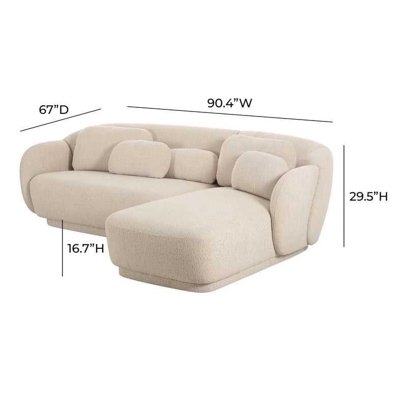 Misty 2-Piece Cream Performance Boucle L-Shaped Sectional - RAF