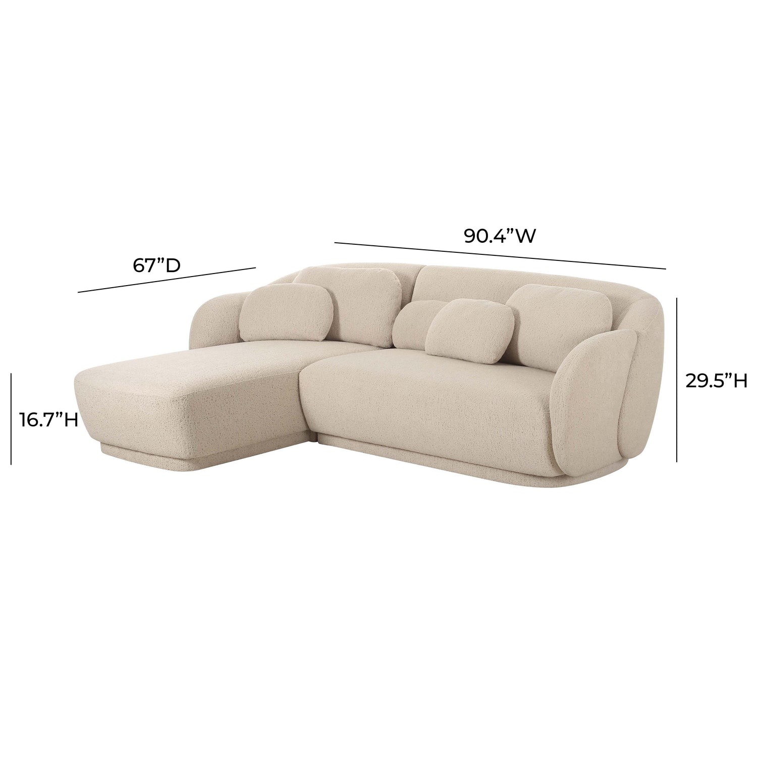 Misty Cream Boucle Sectional - LAF