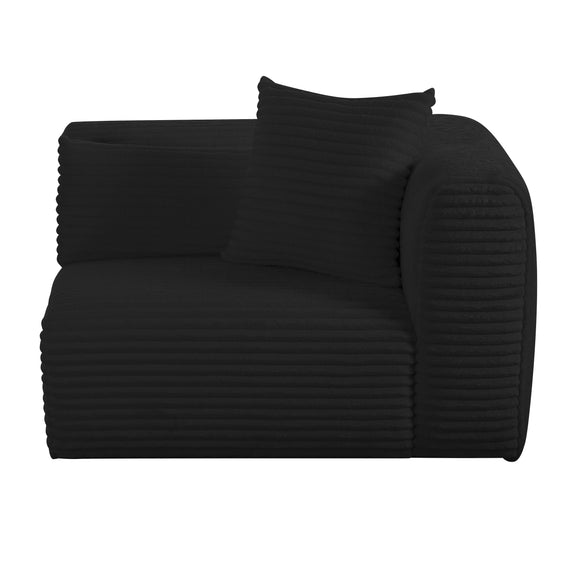 Tarra Fluffy Oversized Black Corduroy Modular RAF Corner Chair