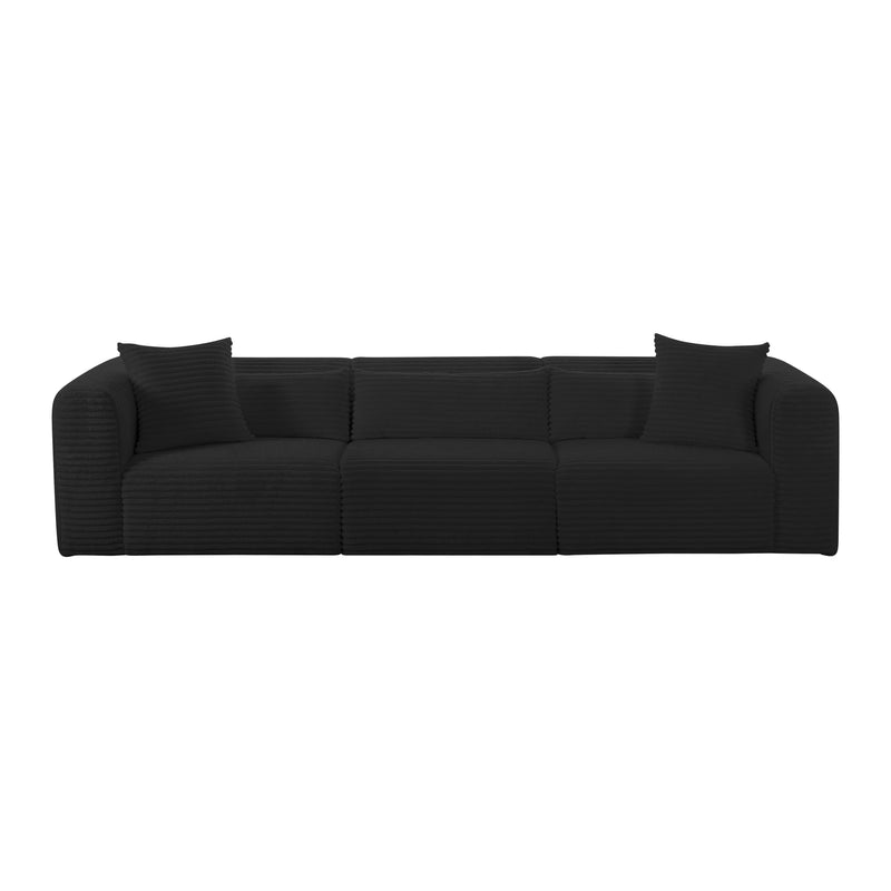 Tarra Fluffy Oversized Black Corduroy Modular Sofa