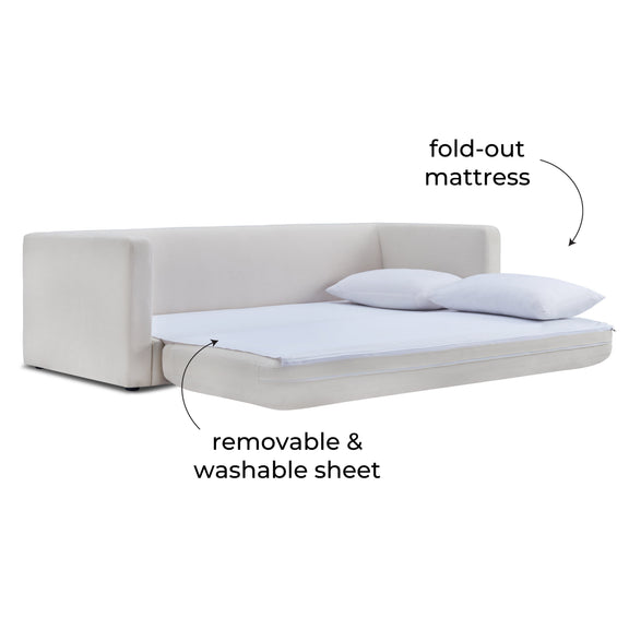 Ryan 91" Cream Upcycled Performance Linen Sleeper Sofa
