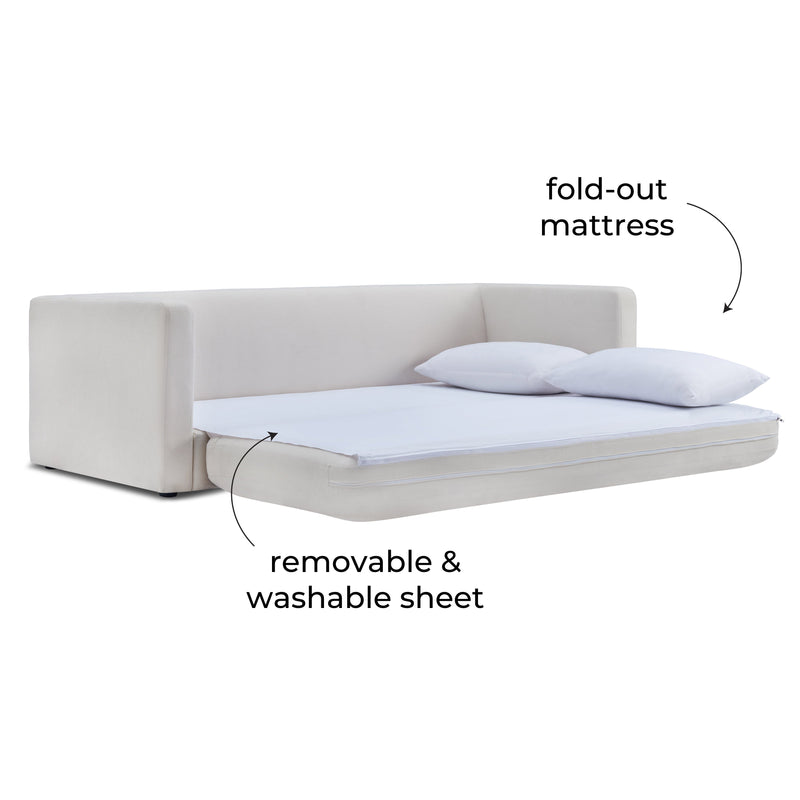Ryan 91" Cream Upcycled Performance Linen Sleeper Sofa
