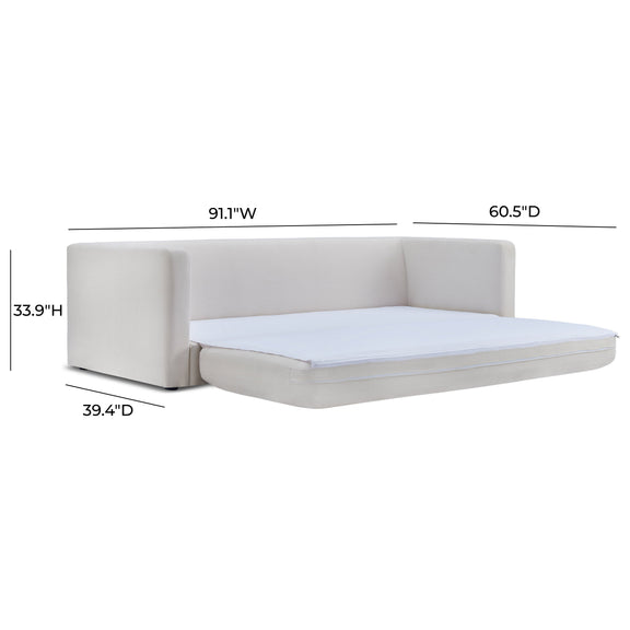 Ryan 91" Cream Upcycled Performance Linen Sleeper Sofa
