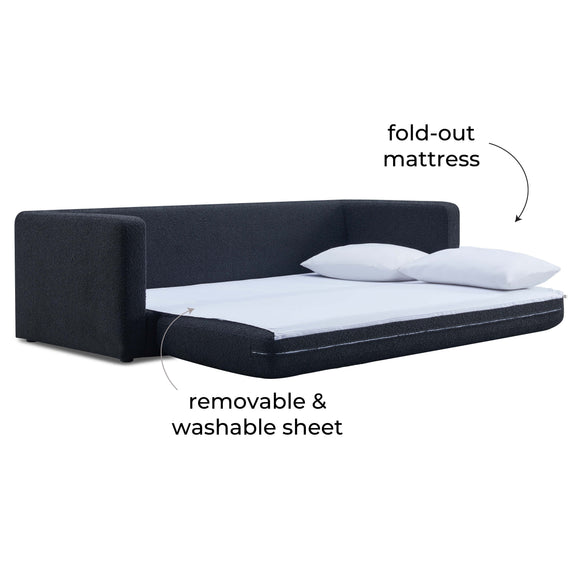 Ryan 91" Performance Boucle Sleeper Sofa - Black