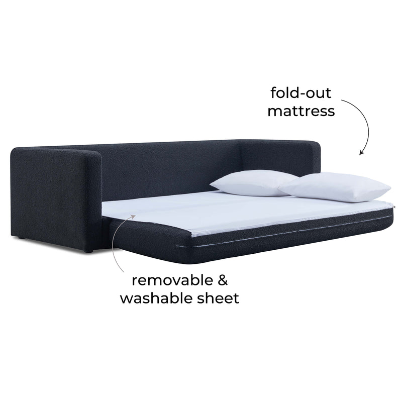 Ryan 91" Performance Boucle Sleeper Sofa - Black
