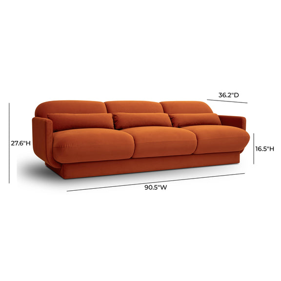 Azalea Rust Orange Velvet Sofa