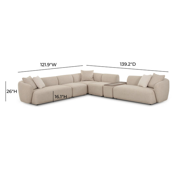 Sylvie Cream Boucle 6-Piece Large Sectional